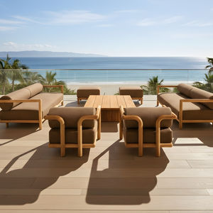 Conjunto de Sofás de Madera de Teca para Exteriores, Diseño Moderno, Resistente a la Intemperie, Asientos de Jardín para Hotel, Patio, Piscina, Muebles de Resort - Product Image 1