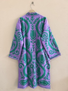 Manteau long traditionnel indien en coton brodé Suzani, veste Duster - Product Image 4