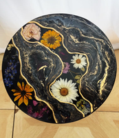 Conception unique de Tableau époxyde rond floral fait main pour la table faite sur commande moderne de meubles des espaces contemporains