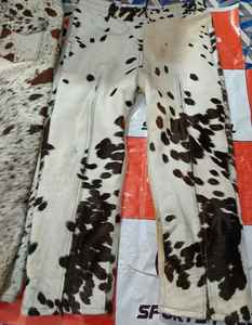 Authentic New Fashion <b>Mens</b> High Quality Original Cowhide <b>Leather</b> <b>Pants</b> Straight Pattern Canvas Heavyweight High Street Style - Product Image 1