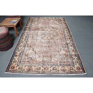 Alfombra Turca Vintage Beige Azul 5,2 X 8.5ft Felpa Hecha A Mano Estilo Tabriz Patchwork Rectángulo Pasillo Patrón Lana Poliéster Látex - Product Image 1