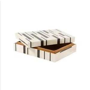 Elegante Caja de Joyería de Lujo Hecha a Mano con Incrustaciones de Hueso Pulido, Ecológica, Marca H HANDICRAFT, Forma Rectangular - Product Image 2