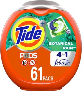 Tide PODS Plus Downy 4 en 1 HE Turbo detergente para ropa cápsulas de jabón, aroma fresco de abril, bañera de 61 unidades - Product Image 1