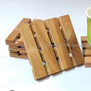 Posavasos de Madera Natural para Restaurante, Posavasos de Madera Hechos a Mano para Bebidas y Té, Vajilla y Utensilios de Cocina - Product Image 2