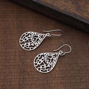 Exclusive 925 <b>Sterling</b> <b>Silver</b> Fine <b>Earrings</b> Trendy Dangle Drop Design <b>Hoop</b> Jewellery Fashionable Ethnic Wedding Gifts for Women - Product Image 4
