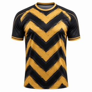 Maillot de football personnalisé Chevron noir et or, motif zig-zag, respirant, sublimation, uniforme d'équipe, vente en gros OEM - Product Image 1