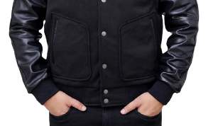 OEM Wholesale Custom Canvas Varsity <b>Jacket</b> Wool PU Sleeves Stand Ribbed Collar Front Embroidered Logo Baseball Fit Bulk Order - Product Image 3