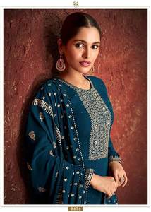 Indian <b>Woman</b> Punjabi Palazzo Sequin & Embroidery Georgette Muslim Shalwar Kameez <b>Suit</b> With Dupatta Premium Quality - Product Image 6