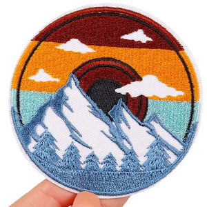 Patch brodé en tissu sergé pour vente en ligne, logo de marque personnalisé, sequins tissés, applique thermocollante, patch brodé respirant - Product Image 4