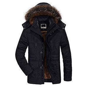 Winter Men's Parka <b>Jacket</b> -15 Degree Hooded Stand Collar <b>Fleece</b> <b>Lining</b> Breathable Waterproof Canvas Outerwear - Product Image 2
