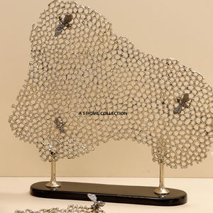 Sculpture géométrique en forme de base en marbre noir poli en aluminium doré, design abstrait, décoration intérieure pour la maison - Product Image 3