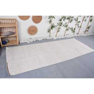 Tapis Kilim, tapis vintage 3,6x9,4 pieds, tapis beige patchwork en laine - Product Image 4