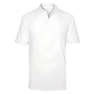 Polo à manches courtes pour homme, blanc, en coton tricoté uni, respirant, style décontracté, coupe classique - Product Image 1