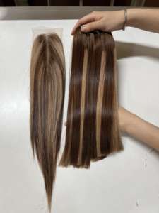 Vente en gros 100% Viet Nam Fournisseur d'extensions de cheveux raides Piano Blonde Femmes Bone Lace Closure Frontal Extension de cheveux humains - Product Image 2