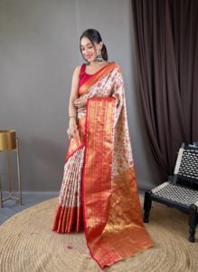 Vêtements de fête de qualité Kanjivaram Sarees semi-soie Tenue tendance Chemisier fantaisie Tissage Travail pour adultes-Inde Grossiste - Product Image 2