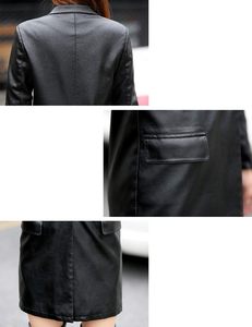 Chaqueta de invierno de cuero y abrigo largo a prueba de viento con abrigo de piel de oveja de lana cálida - Product Image 6