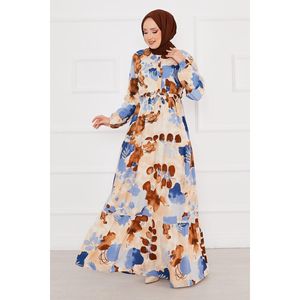 Vestido modesto hijab de viscosa estampado floral índigo - Product Image 4