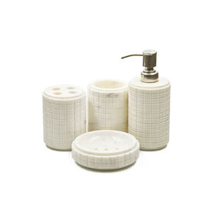 Ensemble de salle de bain en marbre de luxe de qualité export Ensemble d'accessoires 4 pièces pour décoration de vanité moderne disponible à la vente - Product Image 3