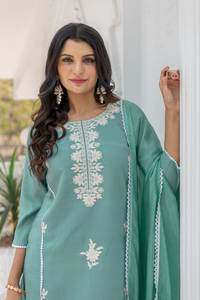 LANZAMIENTO DE NUEVA ROPA FESTIVA SALWAR KAMEEZ con DUPATTA & PENT FAUX GEORGETTE REVERSIBLE ROPA DE FIESTA CÓMODA INTERIOR - Product Image 4