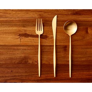 Wholesale Stainless steel gold plated serving spoon set with Long Sharp end design <b>thin</b> handle modern spoons set - Product Image 2