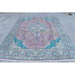 Alfombra Turca Vintage de Lana Azul, 9.7x12.4 pies (295x379 cm) - Product Image 1