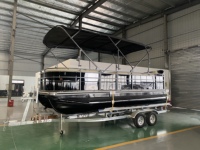 Bateau ponton de luxe en aluminium de 5,8 m/19 pieds avec moteur hors-bord - Bateau de pêche et de sport fluvial