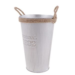 Nouveau rustique rouge galvanisé étain lait peut Style métal Vase pichet cruche Pot avec corde de chanvre pour ferme décoratif plante conteneur - Product Image 6