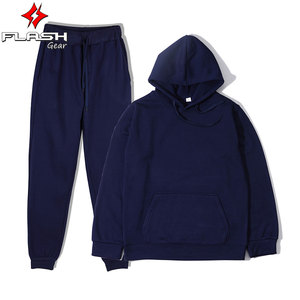 Survêtement de jogging décontracté de couleur unie pour hommes avec pull à capuche en polaire et pantalon de survêtement Sportswear Streetwear pour la salle de sport ou le salon - Product Image 2