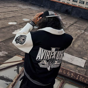 Chaqueta Bomber Varsity de Lana Personalizada para Hombre, Estilo Avirex, con Mangas de Cuero Genuino y Parche Bordado, MOQ Bajo - Product Image 5