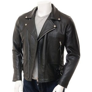 Custom High Quality Men's Winter Leather Jacket Vintage Biker Style High Street OEM ODM Winter Jacket - Product Image 1