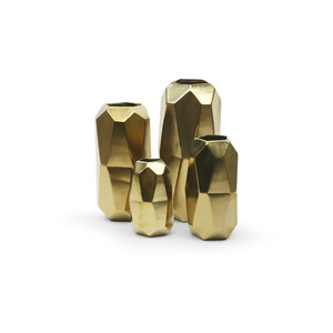 CGV5110GD - Large Gold Geometric <b>Vase</b> - 5x10H - Product Image 2