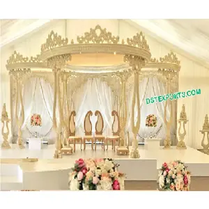 华丽的设计师佩斯利木制婚礼Mandap天上的印度婚礼Maharani Mandap漂亮王冠婚礼Mandap