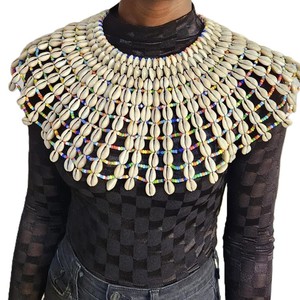 Conjunto de collar de concha de cauri con cuentas hechas a mano, joyería Tribal africana, Gargantilla étnica llamativa, accesorios de moda bohemios para mujer - Product Image 6