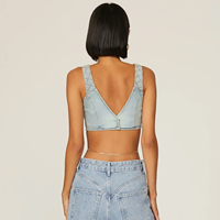 Débardeur en jean tendance pour femme, style streetwear, coupe courte, couleur unie, respirant, séchage rapide, hiver