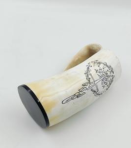 Taza para Beber Hecha a Mano con Cuerno de Búfalo, Estilo Vikingo Natural, Taza para Cerveza - Product Image 4