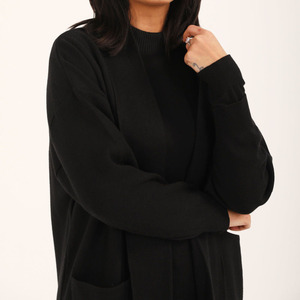 Cárdigan de Mujer, Mezcla de Lana, Manga Larga, Suave, Elegante, Abierto, Negro, Cálido, Personalizable al por Mayor - Product Image 2