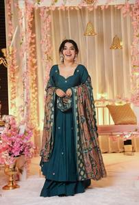 Beautiful Party Wear Gown And Dupatta With <b>Embroidery</b> Sequence Work - Product Image 5
