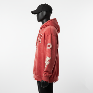 เสื้อมีฮู้ดผ้าขนแกะผ้าฝ้าย GSM 350เกรดพรีเมี่ยมสีแดงซักได้ปักโลโก้และแขนเสื้อได้ตามต้องการ - Product Image 3