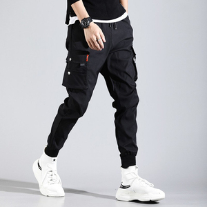 Men's <b>Black</b> Cargo Sweatpants Elastic Waist Drawstring Multiple Pockets Casual Jogger <b>Pants</b> Winter Wear 100% Cotton Breathable - Product Image 5