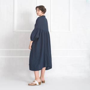 เดรสยาวลำลองสำหรับผู้หญิงเสื้อผ้า100% ผ้าฝ้ายและผ้าลินินเอวแขนยาวสำหรับฤดูใบไม้ร่วงเสื้อผ้าผู้หญิงหรูหรา OEM - Product Image 4