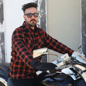 Chemise en coton renforcé pour homme et femme, taille plus, noir et orange, vêtements de motard haute performance, légers, respirants, séchage rapide - Product Image 4