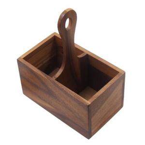 Caddy en bois naturel fabriqué à la main avec des détails complexes parfaits pour organiser des fournitures de papeterie et des articles d'artisanat - Product Image 1