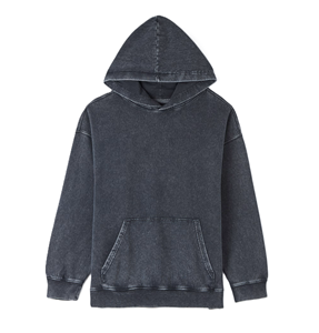 New Deal <b>Trendy</b> Vintage Custom French Terry <b>Hoodie</b> Heavyweight Acid Washed Grey Embroidery Wash <b>Hoodie</b> for Men - Product Image 1