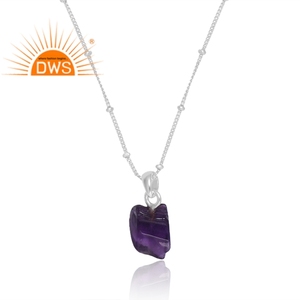 Latest Selling 925 Sterling Silver Natural Amethyst Gemstone Pendant Necklace Custom Jewelry Manufacturer - Product Image 2