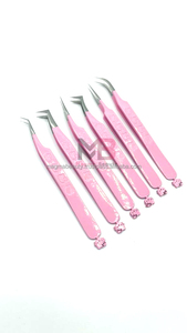 Juego de 5 Pinzas para Pestañas de Acero Inoxidable con Agarre de Diamante, Alta Calidad, Precisión, Antiestáticas, con Logotipo Personalizado, Duraderas y Dentadas - Product Image 4