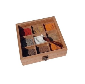 Contenedores de caja de especias de madera de la mejor calidad con juego de caja de especias de cuchara para cocina Hotel restaurante directo de fábrica. - Product Image 6
