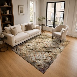 <b>RUGS</b> DEPOT LXDP-0826 Wholesale Beige Brown Modern Vintage Digital Printed Machine Washable Chenille Area <b>Rug</b> <b>Non</b> <b>Slip</b> - Product Image 2