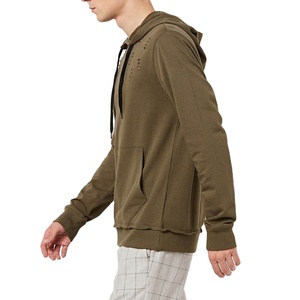 New Arrival Men's Customized <b>Distressed</b> Pullover Hoodies 100% Cotton French Terry Blank Plain <b>Top</b> Quality Clothing Manufacturing - Product Image 2