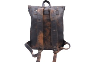กระเป๋าเป้สะพายหลังแบบม้วนหนังสีน้ำตาลวินเทจใช้ได้ทั้งชายและหญิงกระเป๋าเป้สะพายหลังดีไซน์พรีเมียมทนทานแบบชนบทกระเป๋าเดินทางเดินป่าแล็ปท็อปส่วนบุคคล - Product Image 4