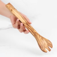 Pince de cuisine multi-usages en bois d'olivier de qualité supérieure, faite à la main, écologique, ArtisRaw, pour barbecue, modèle UG032